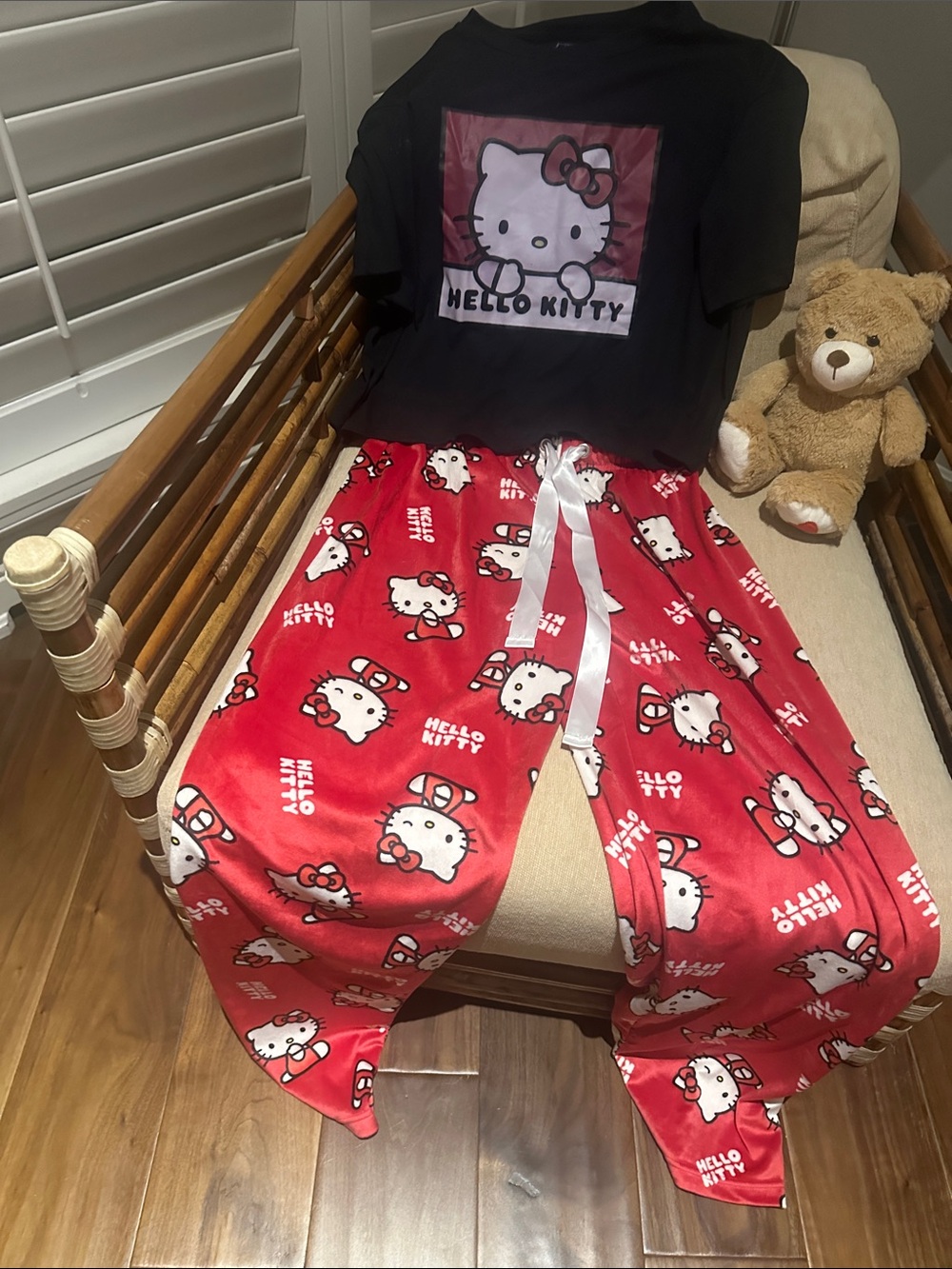 Hello Kitty Black Tee with Red Hello Kitty Print Lounge Pants